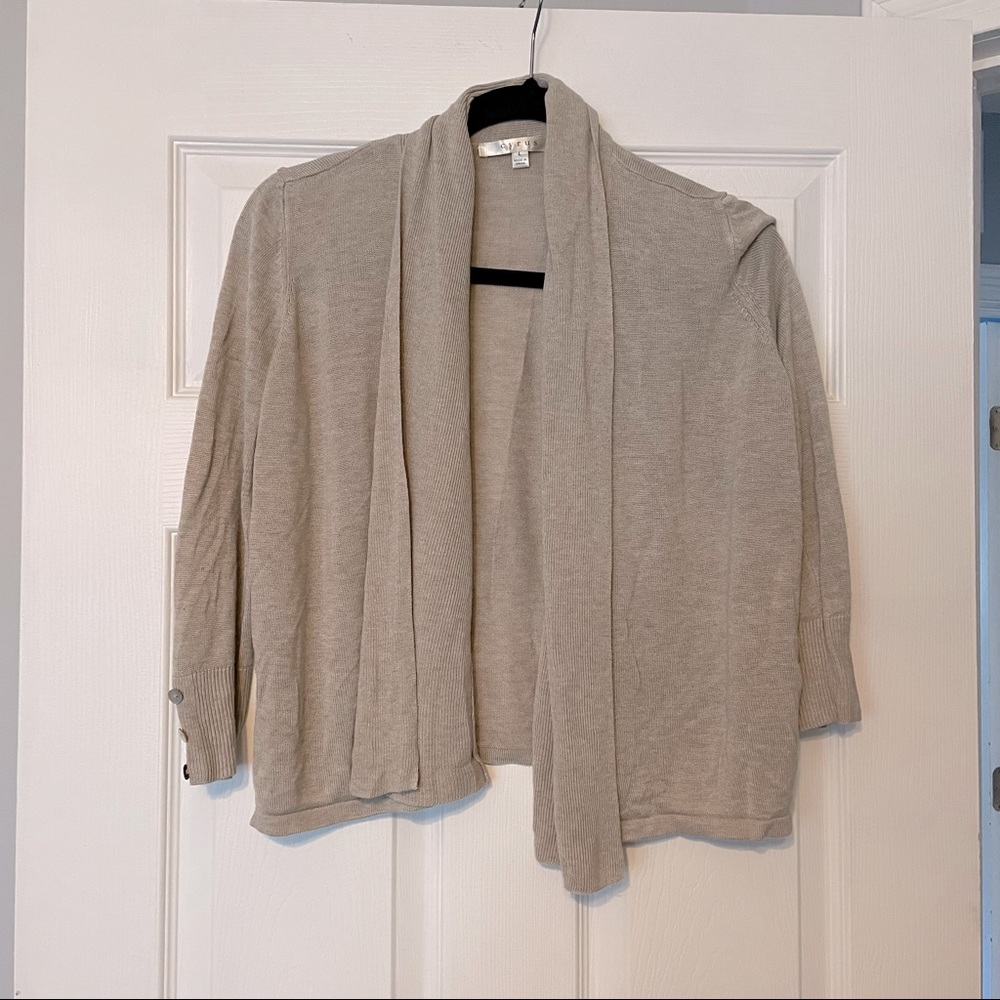 Cropped Beige cardigan with 3/4 Sleeves NWOT L